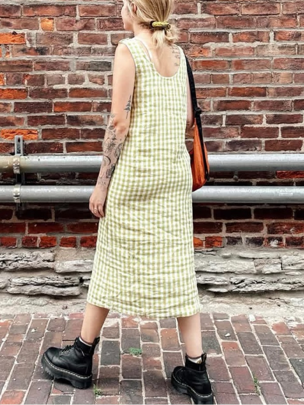 NPL Lime Checks Checkered Gingham Dress MIDI